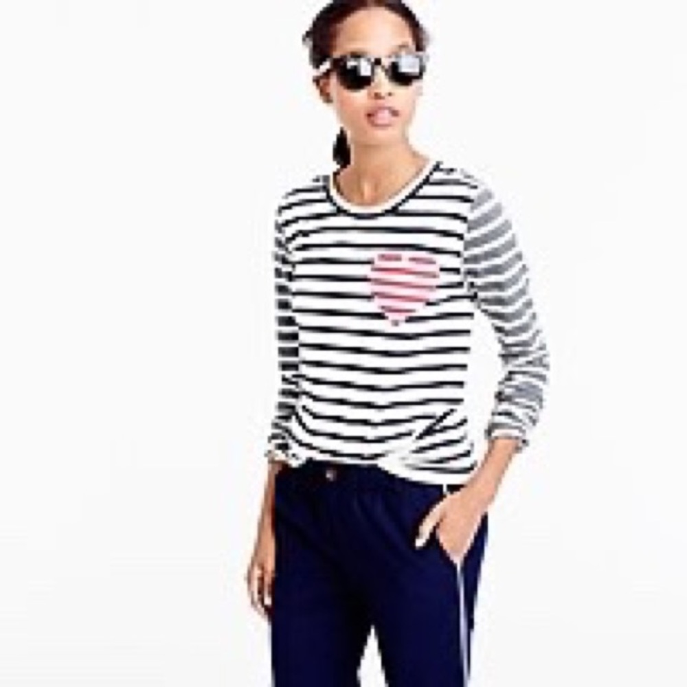 J.Crew Heart Striped Combo T Shirt